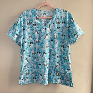 DIVINE STRETCH By JDM Uniform Rabbit Ears Dogs (Easter) Print Scrubs Top, XL